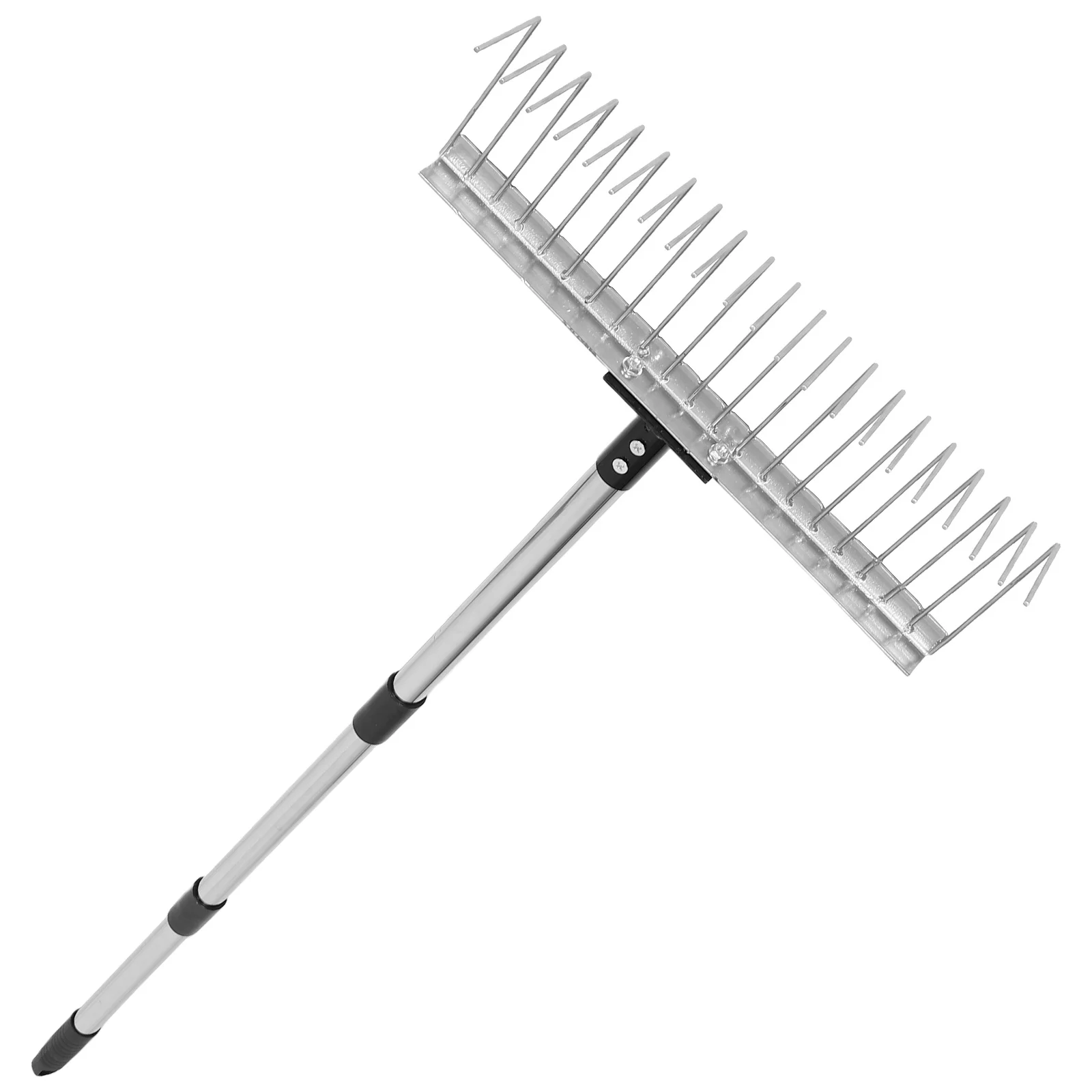 

Garden Rake Metal Leaf Rake 25M Telescopic Handle Heavy Duty For Soil Leveling Dethatching Yard Landscape Tool