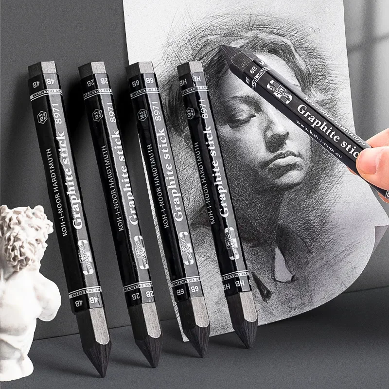 HB/2B/4B/6B Black Charcoal Art Student Sketch Painting Graphite Pen Woodless Hexagonal Graphite Stick Pencil Bold Art Supplies