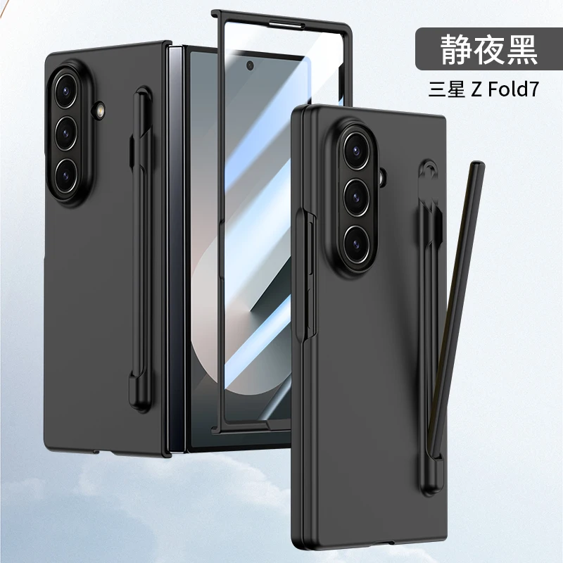 حافظة متعددة الألوان رفيعة للغاية غير لامعة لهاتف سامسونج جالاكسي Z Fold 7 6 5 4 فتحة قلم مع قلم لمس غطاء صلب مقاوم للصدمات