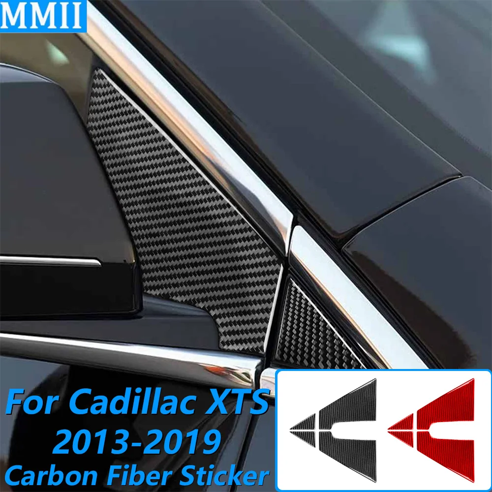 For Cadillac XTS 2013-2019 Real Carbon Fiber External Door A-pillar Panel Trim Cover Car Accessories Interior Decoration Sticker