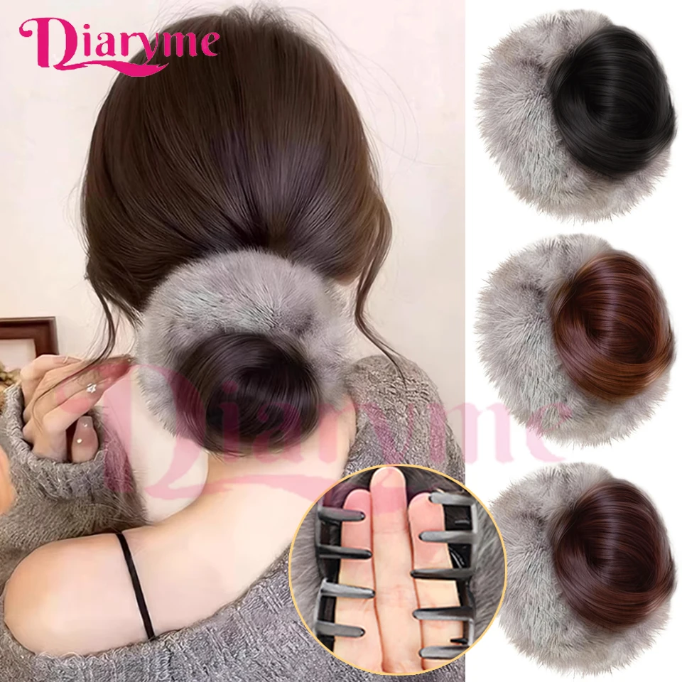 

Парик-пучок Синтетический парик-ручка Стиль Серые плюшевые аксессуары для волос Стиль Прямой пучок-пончик Подходит для женского ношения на каждый день