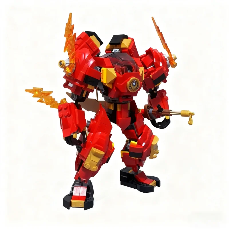 486pcs MOC Kai S Upgraded Elemental Fire Mech 5 Model Building Blocks Architecture Education Idea Toys Festival Gift Brick