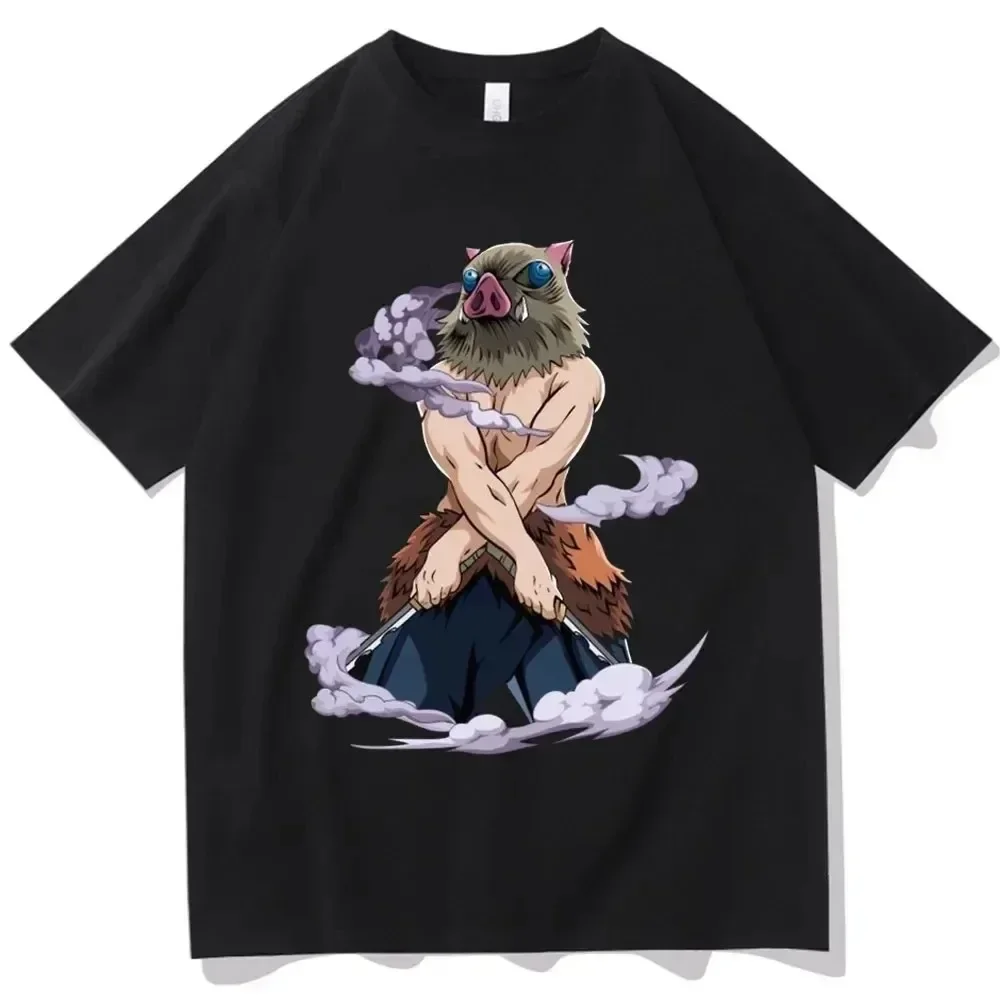 Men Clothing Anime T-shirt Demon Slayer Blade T Shirt Hashihira Innosuke Short Sleeve Hip Hop Street Style Loose Oversized Tee