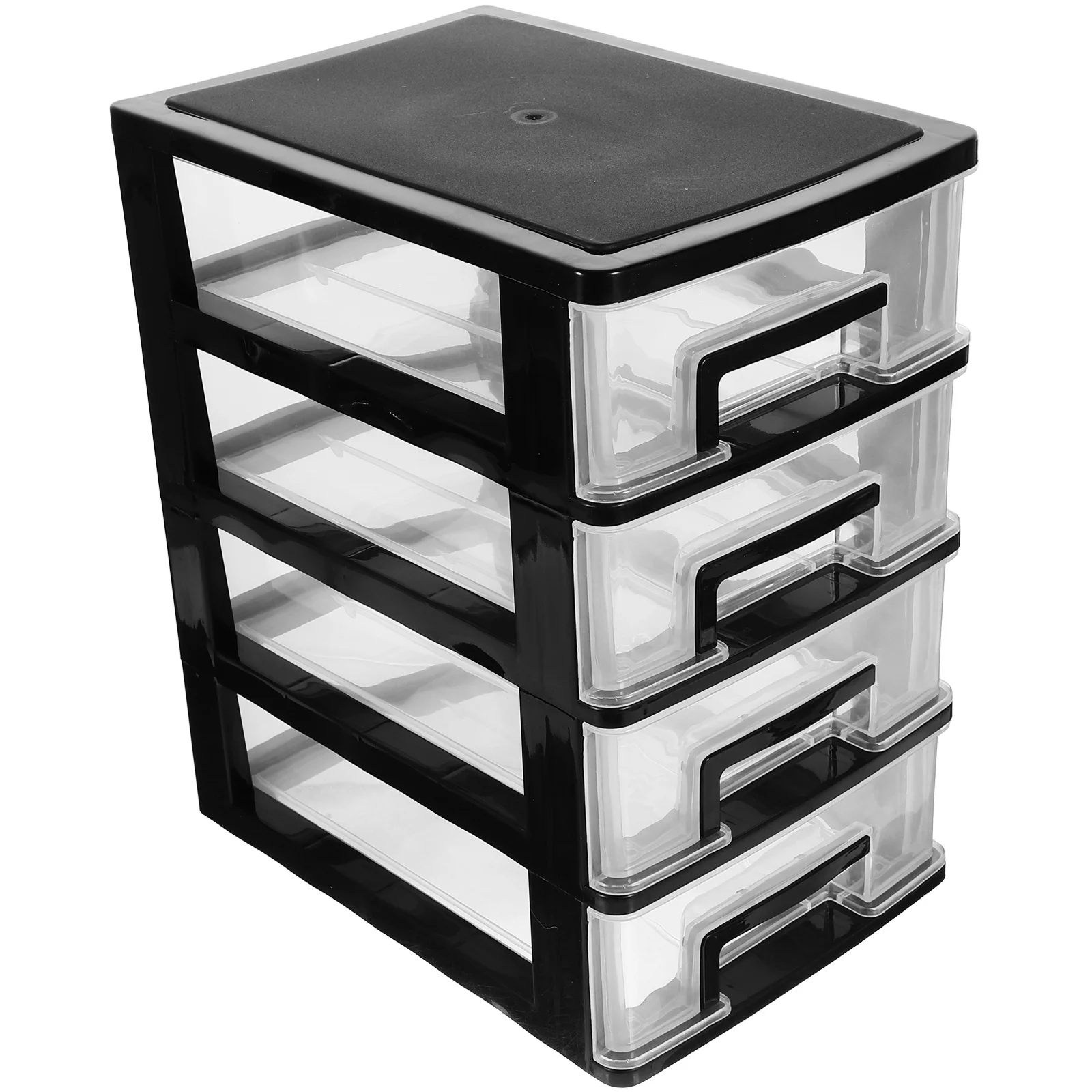 4-lagiger Schreibtisch-Aufbewahrungsbox mit Schubladen, transparenter schwarzer Organizer aus Kunststoff für Make-up-Pinsel, Mascara und Augenbrauenstifte