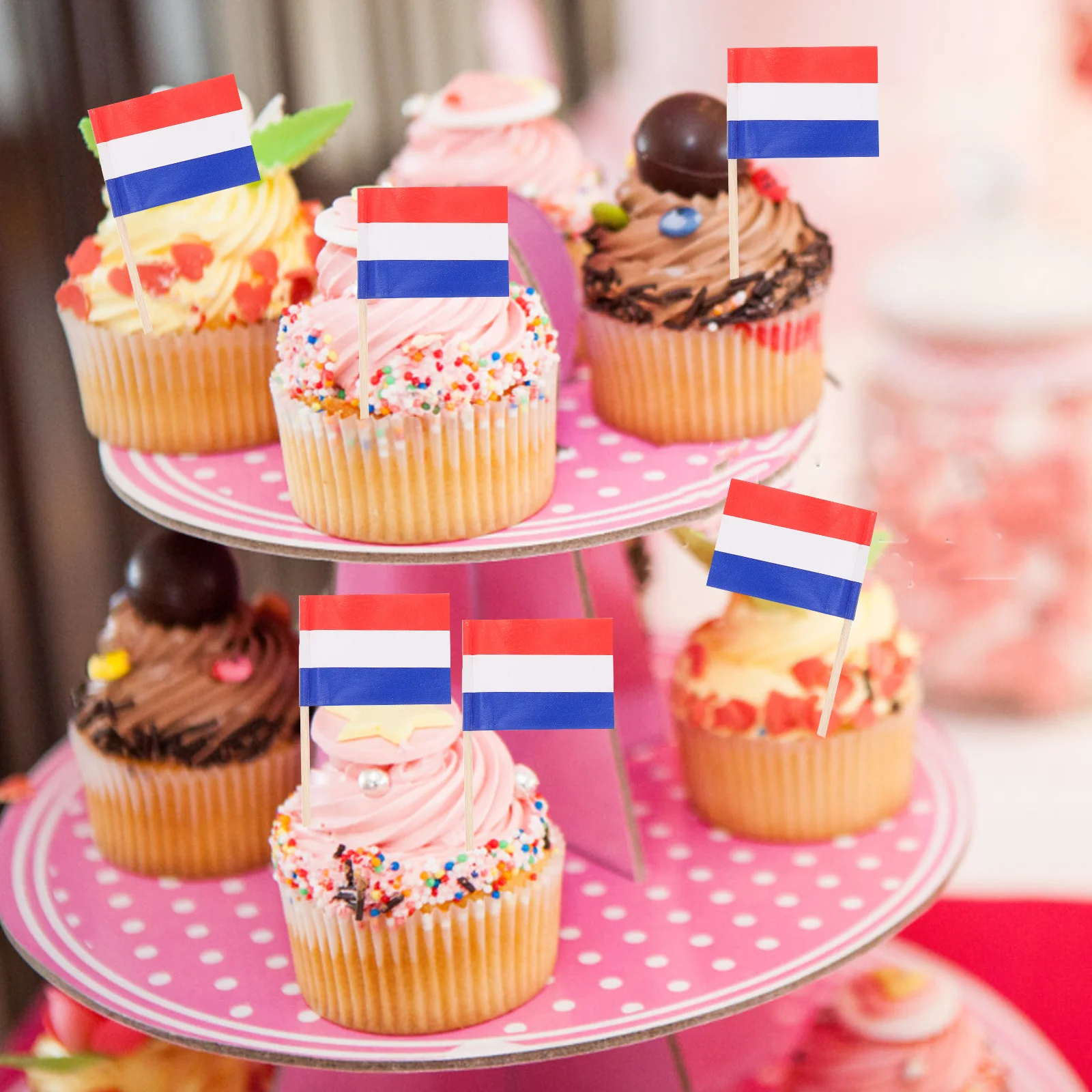 

100pcs Flag Picks Cake Toppers Fruit Toothpicks Appetizer Party Supplies World National Flags Dessert Decoration Wooden Picks