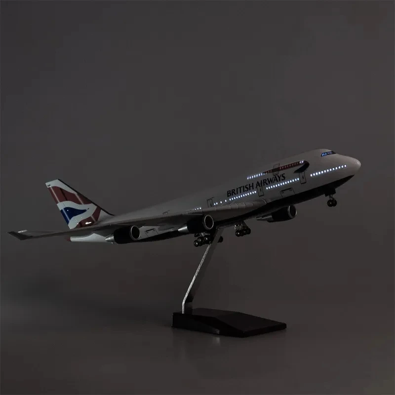 1:160 Scale Model Airplane Airbus A380 BRITISH Airline With Light and Wheel Diecast Resin Aircraft Collection Display Toy