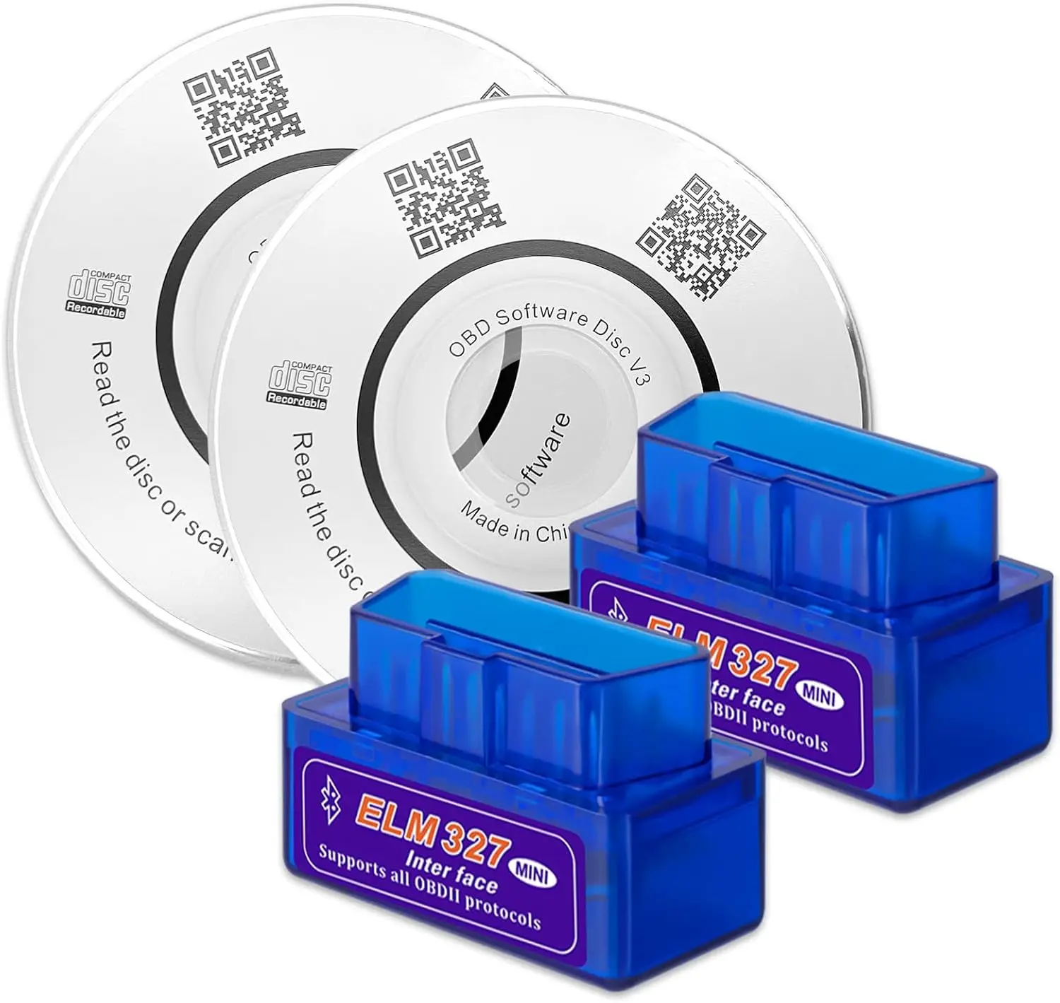 Scanner OBD2 ELM327 da 2 pezzi, strumento diagnostico per auto Bluetooth per Android/Windows