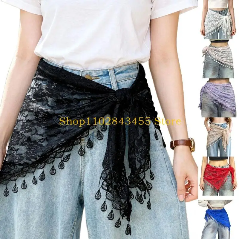 49MC Decorative Lace Wrap Scarf with Lightweight Texture Waist Scarf for Daily Looks