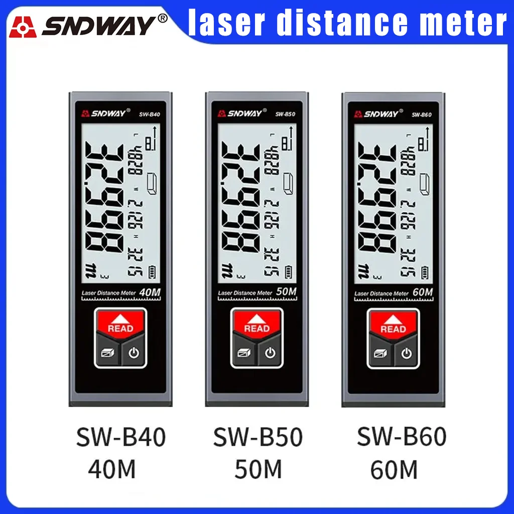 SNDWAY SW-B40/SW-B50/SW-B60 Laser Rangefinders Rechargeable Digital Rangefinder, Auto-Calibration, Type-C USB Interface