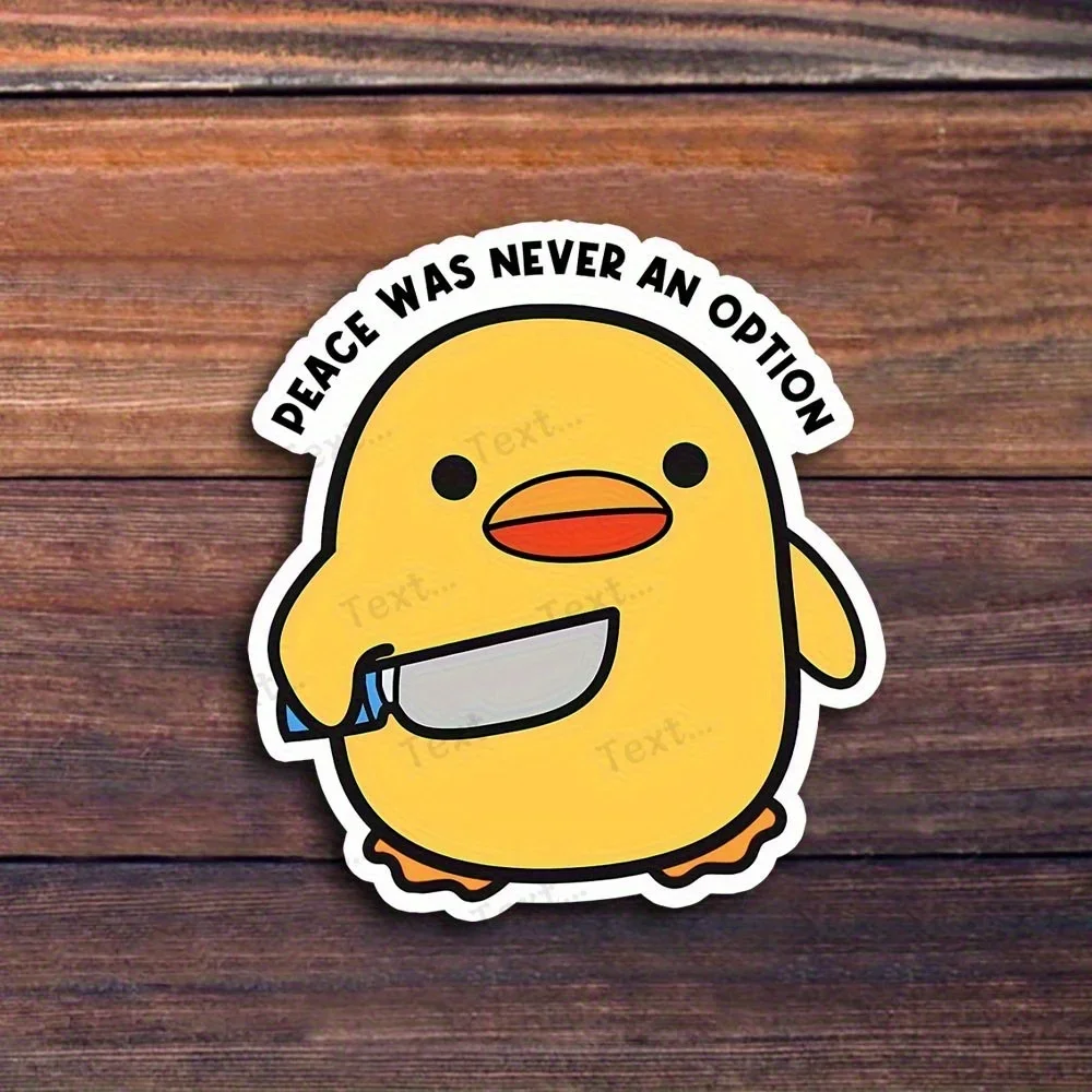 4pc 3-Inch Funny Duck Vinyl Sticker Peace Was Never an Option Glossy Waterproof Decal For Laptops Water Bottles