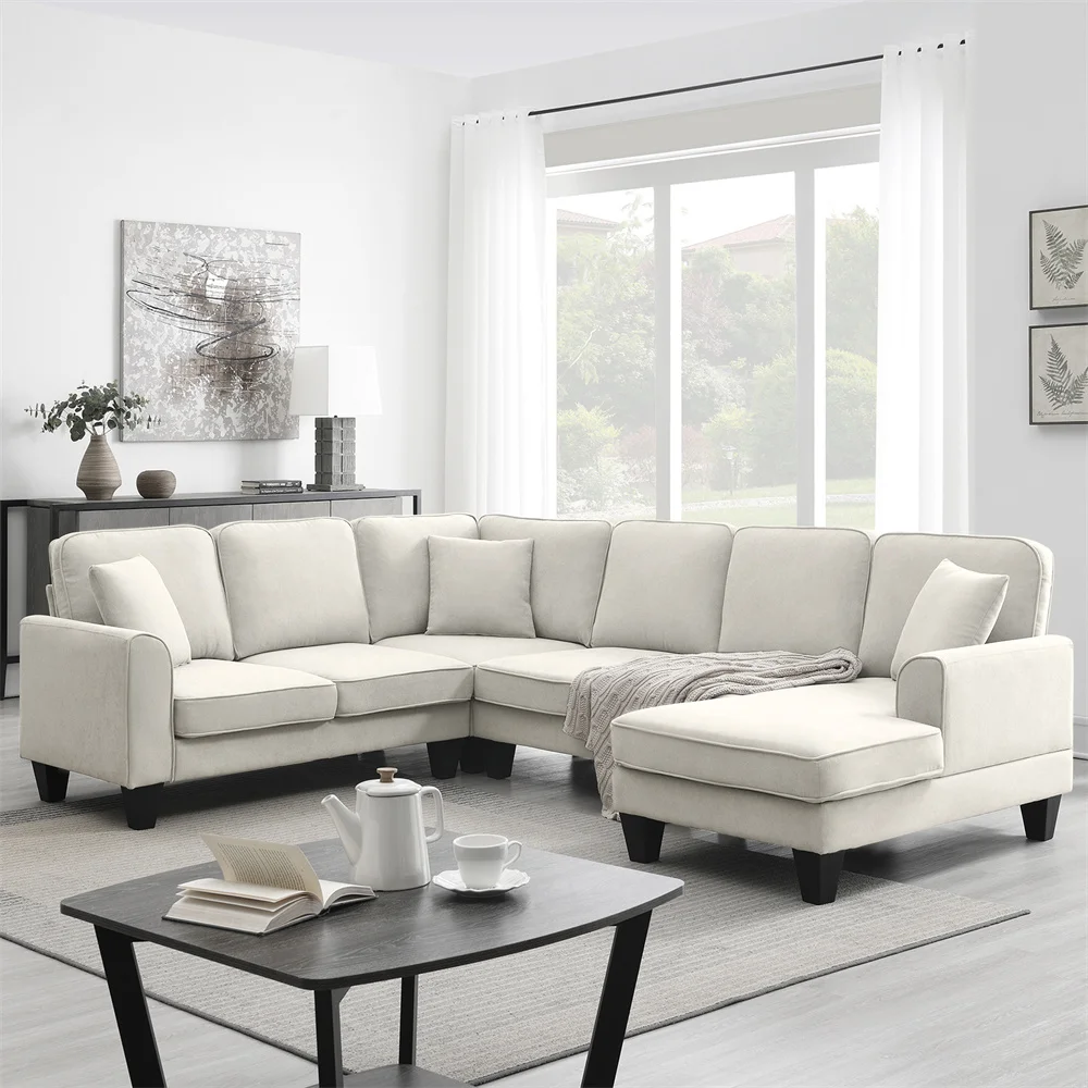 Modern 7-Seat Fabric Combination Sofa Living Room Apartment Set