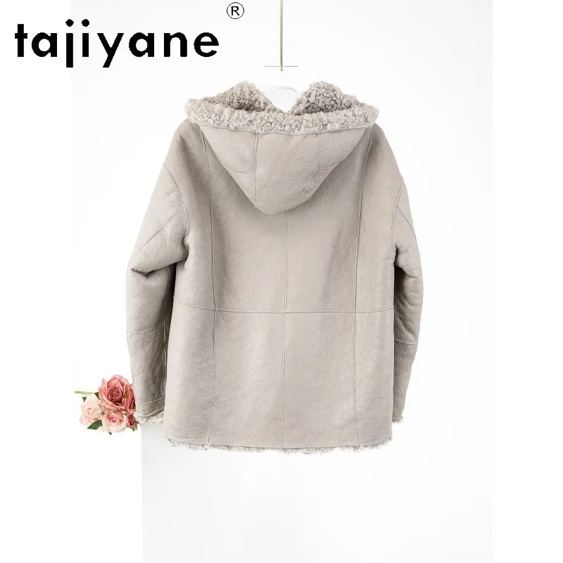 TAJIYANE Double-sided Merino Sheep Shearling Real Fur Coat Woman Hooded Fur Jacket Causal Furry Coats for Woman Fell Jacke 2026