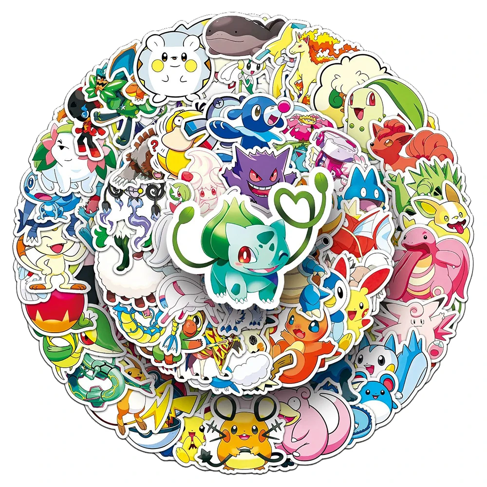 10/30/50/100pcs Cute Pokemon Pikachu Psyduck Anime Stickers Aesthetic Waterproof Decorative Phone Case Stationery