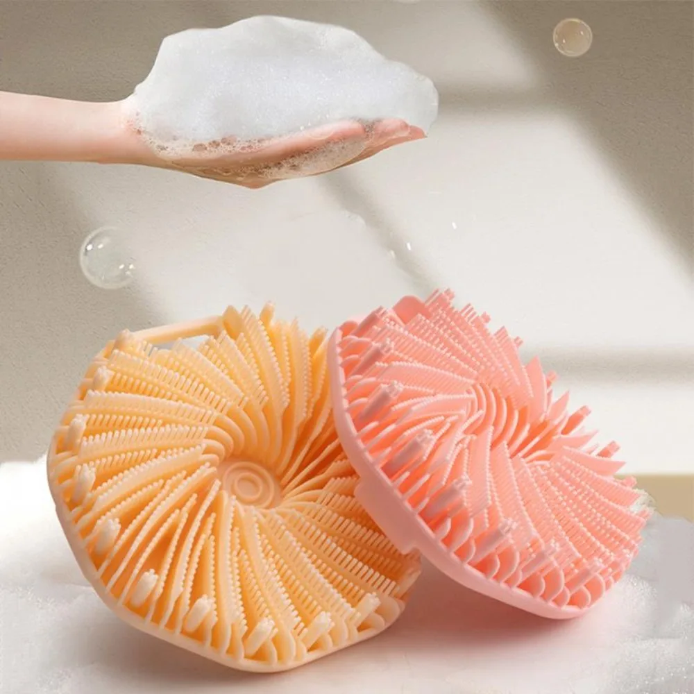 

1/4Pcs Silicone Body Scrubber Round Bath Shower Brush Multi-Functional Portable Wall-Mounted Skin Care Cleaning Brushes Home