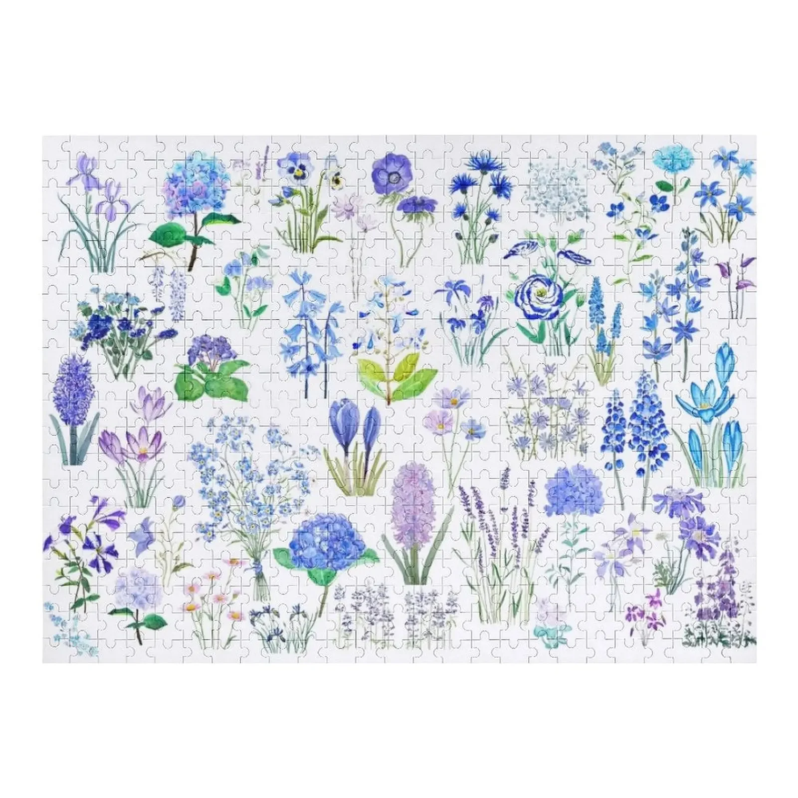 مجموعة الزهور الزرقاء والأرجوانية 2020 أحجية الصور المقطوعة بالألوان المائية للبالغين ألغاز خشبية مخصصة للأطفال