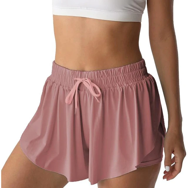 Butterfly Shorts 2 in 1 Flowy Fitness Yoga Shorts for Women Dropshipping Summer Running Sport Shorts Skirt 2-in-1 Tennis Pants