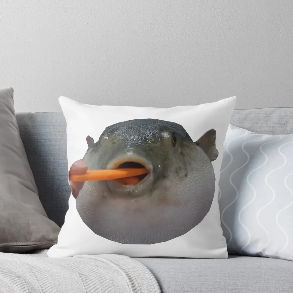 

pufferfish eating carrot Throw Pillow Cushions For Decorative Sofa Sofa Cover home decor items luxury sofa pillows Pillow