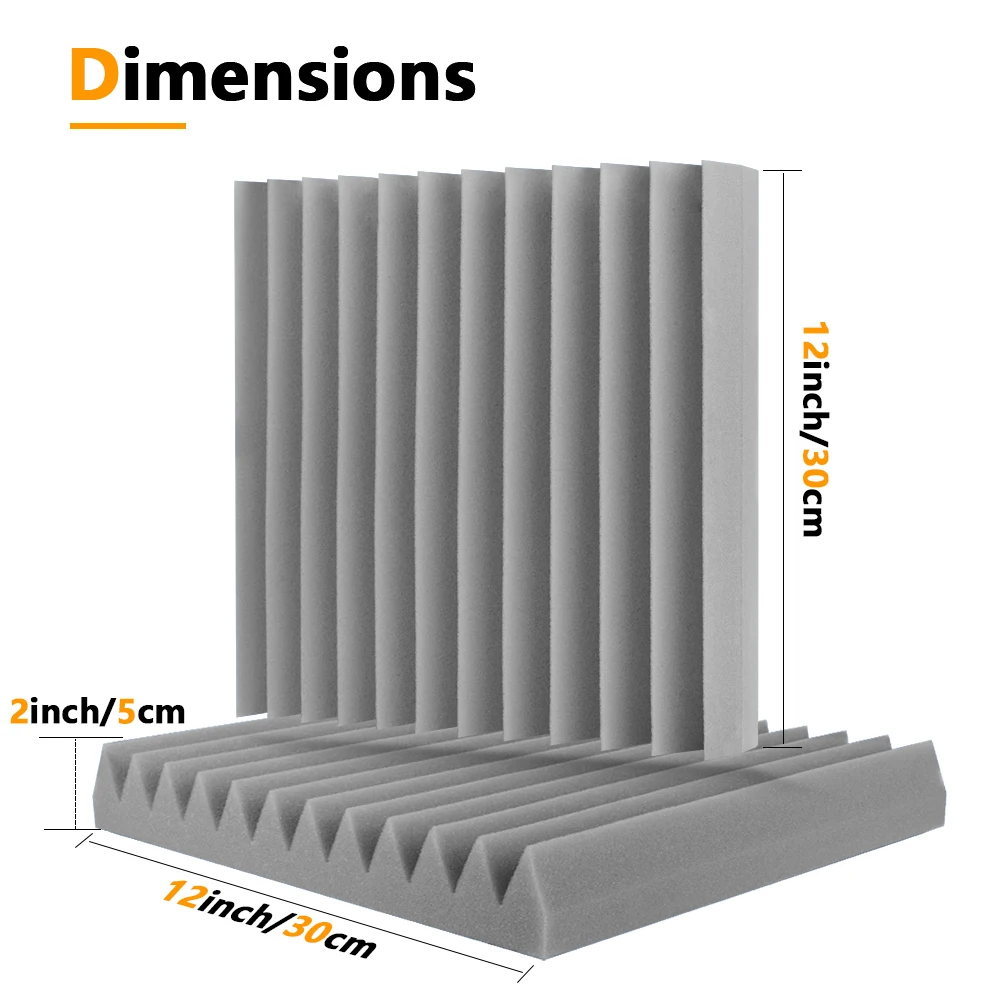 ألواح إسفنجية ماصة للصوت ومثبطة للهب (12/24 قطعة من الأخدود الثلاثي) لتقليل الضوضاء وتجديد المنزل وعازل للصوت #2