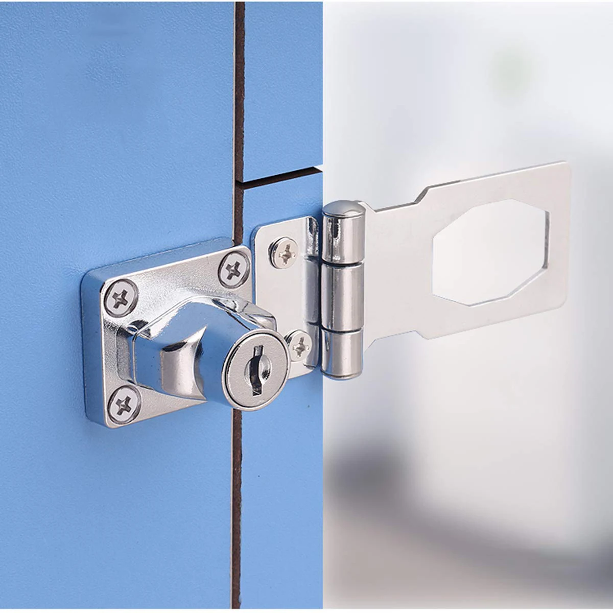Kunci Laci Pengait Kunci Pintu Campuran Seng dengan Kunci Kait Engsel Dapat Dilipat untuk Lemari dan Pintu Gudang untuk Pemasangan 180 Derajat