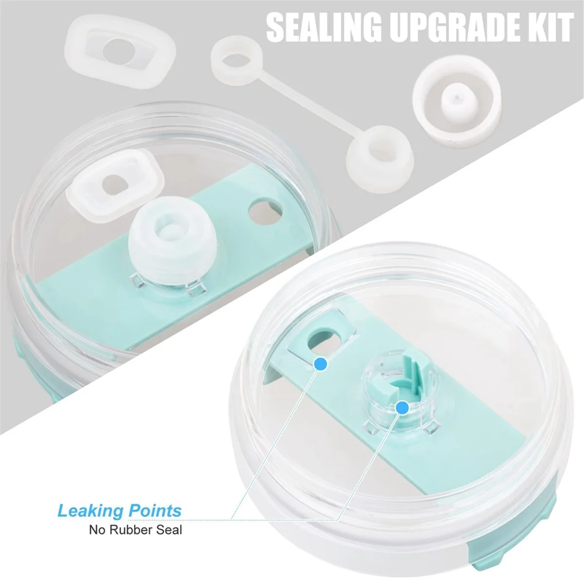 6PCS Silicone Spill Proof Stopper for Stanley Cup 1.0 40/30/20 Oz, Leakproof Silicone Seal Kit for Stanley Spill Stopper SQ