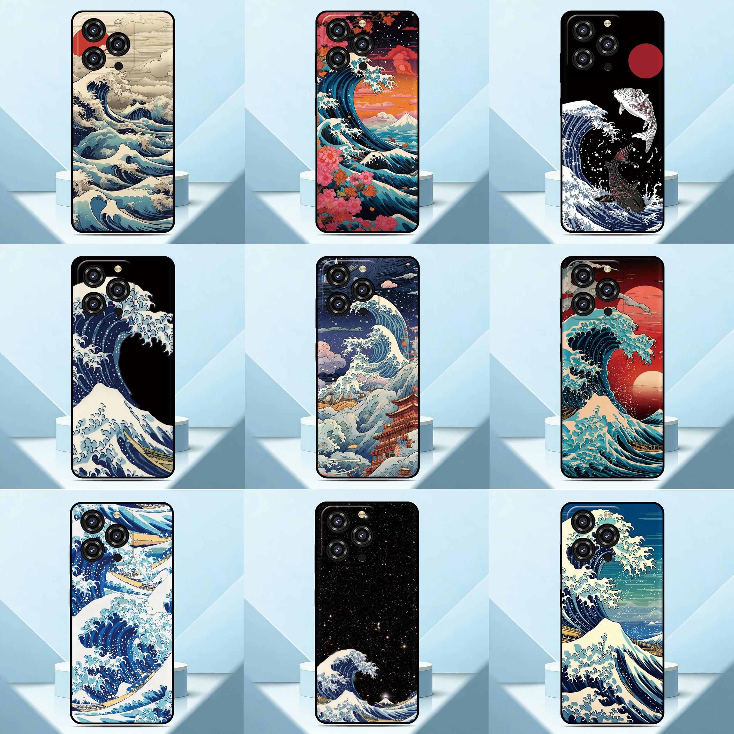 Чехол для телефона Wave off Kanagawa для Oukitel C3 с принтом, черный, из ТПУ, мягкий силиконовый защитный чехол с рисунком