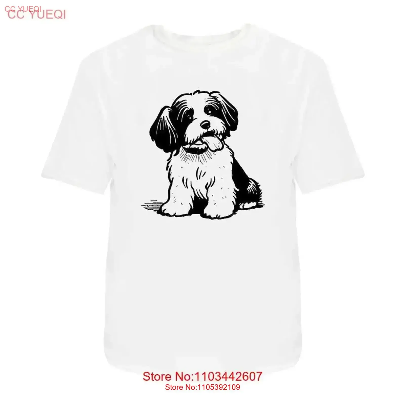 Camiseta de algodón 'Havanese Dog' TA046057, estilo vintage, lavada, ropa de diseñador, estilo urbano, ligeramente informal, transpirable, versátil