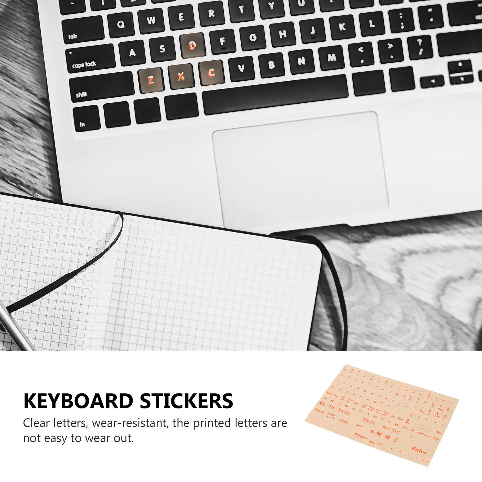 2 Sheets English Alphabet Sticker Notebook Keyboard Stickers Laptop PVC Replacement