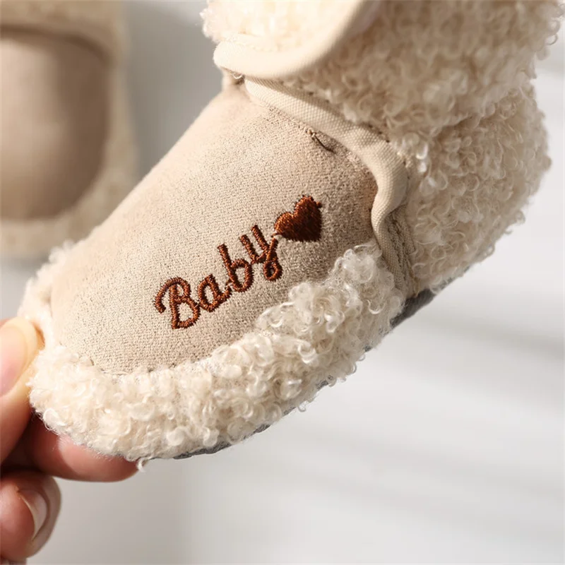 Plus Velvet Thick Warm Baby Shoes Winter Cashmere Soft Comfortable Infant Girls Boys Anti-Slip Newborn Baby Crib Shoes