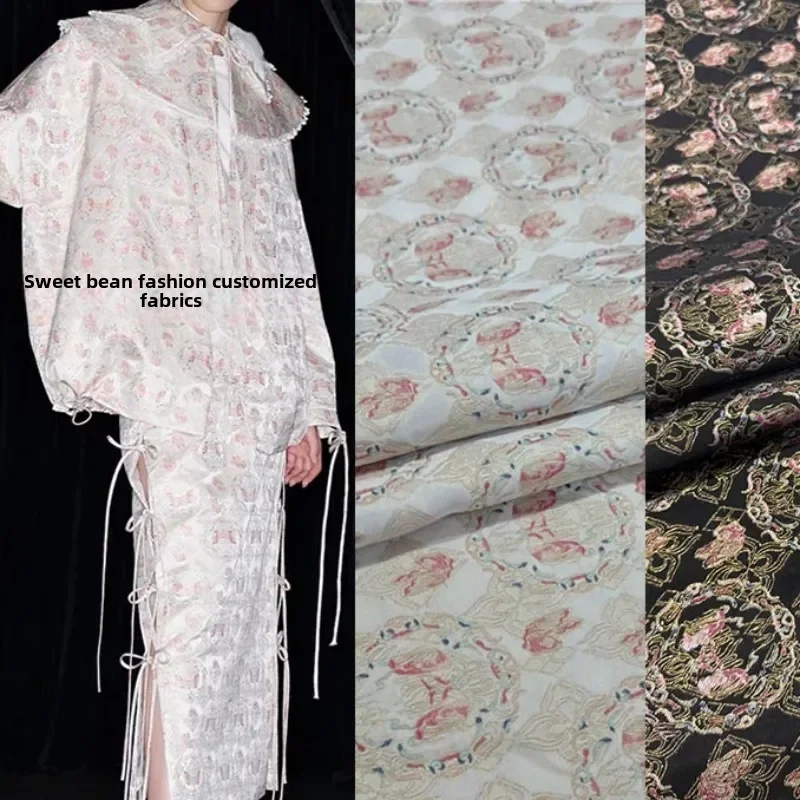 

Brocade Jacquard Fabric Metal Wire Yarn Dyed Dress Windbreaker Clothing for Sewing Per Meter Wholesale Cloth Diy Sew Material