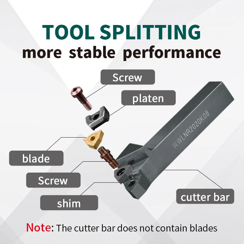 WWLNR 2020 WWLNR 2525 WWLNR 3232 Portautensili per tornitura esterna WNMG Inserti in metallo duro WWLNR Tornio Bar Set di utensili da taglio CNC