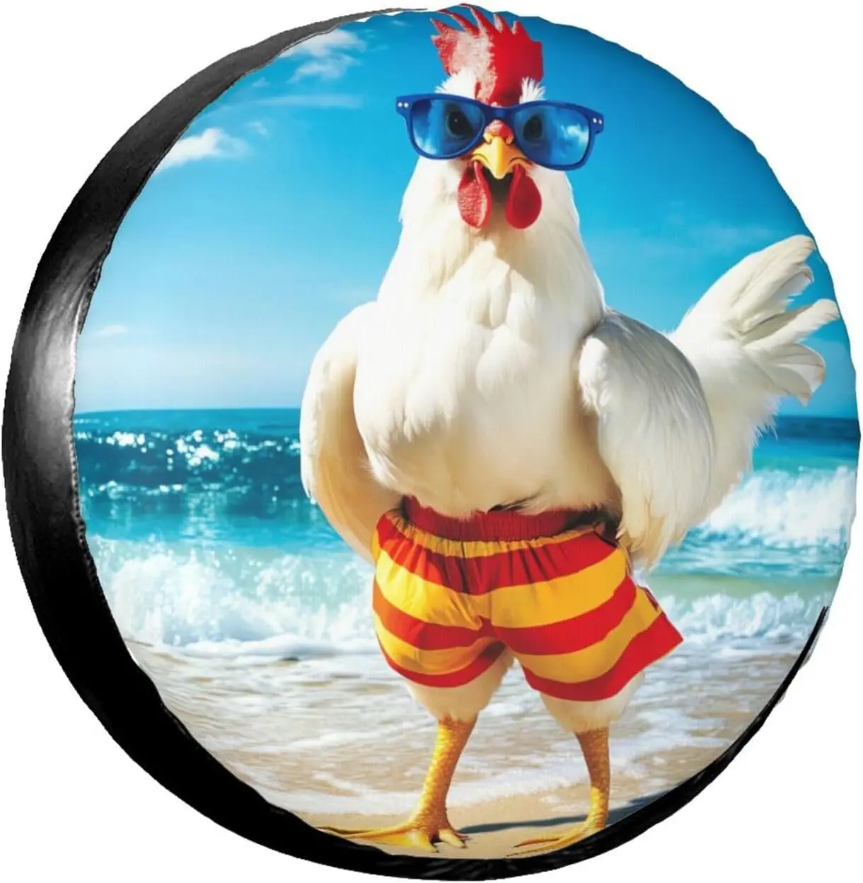

Funny Chicken Beach Spare Tire Cover for Rv SUV Camper Trailer Truck Cute Waterproof Wheel Protectors Cover