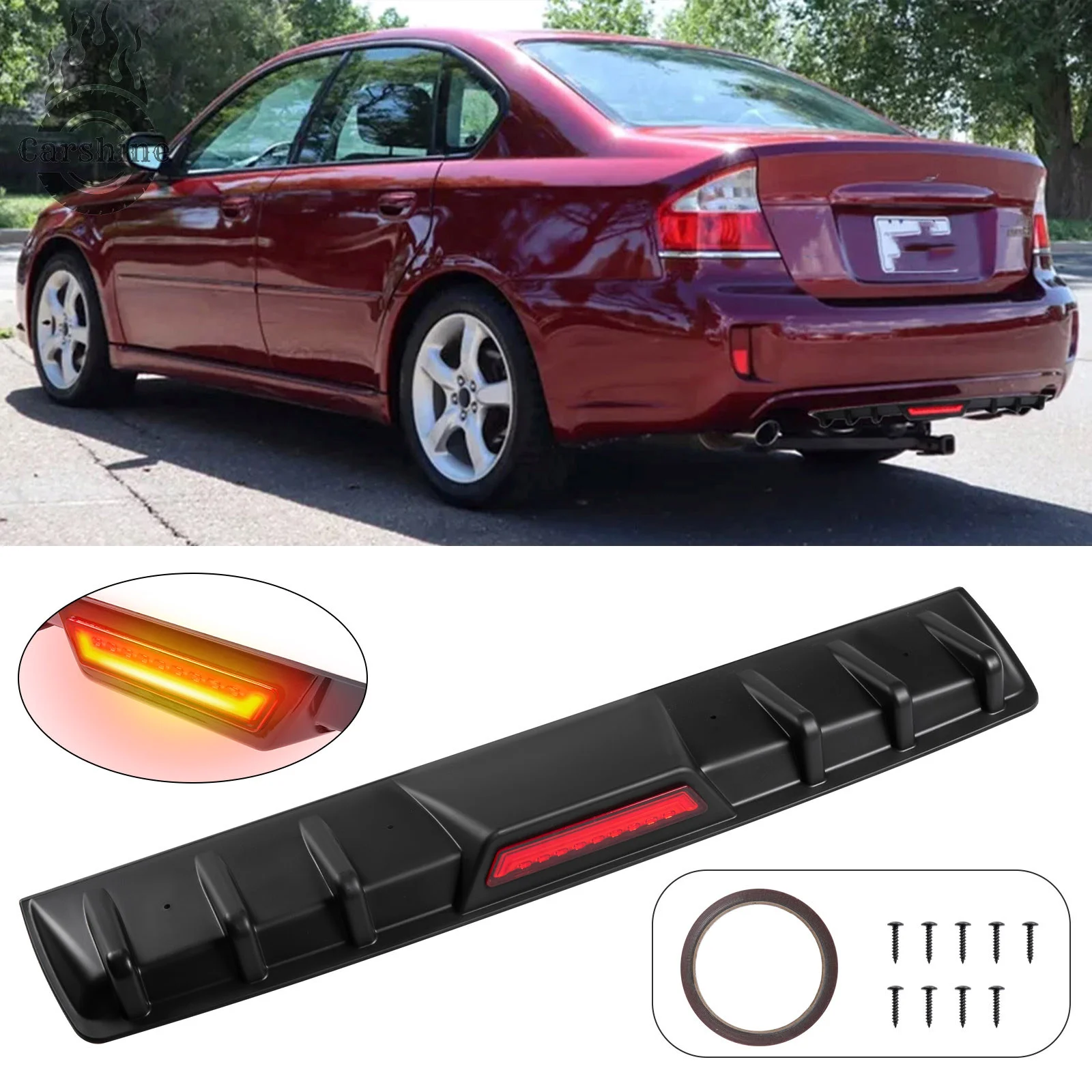 

Диффузор заднего бампера с светодиодным спойлером, матовый черный для Subaru Legacy