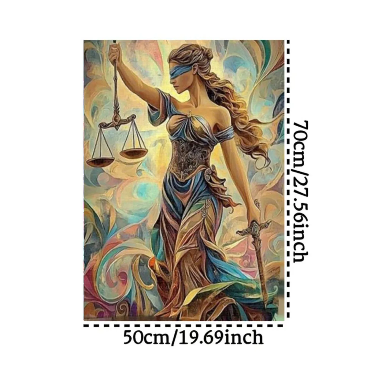 1000 قطعة من لغز العدالة للسيدات مع موازين العدالة والسيف - عداد السيدة معصوب العينين، لغز تشالنجر كبير بدون إطار لـ A