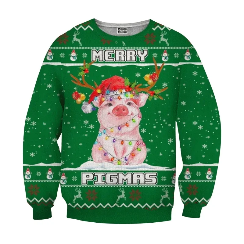 

Уродливый рождественский свитер Merry Pigmas для мужчин, идеальный подарок и наряд на Рождество, Новый год любителей свиньи, пуловер, топ