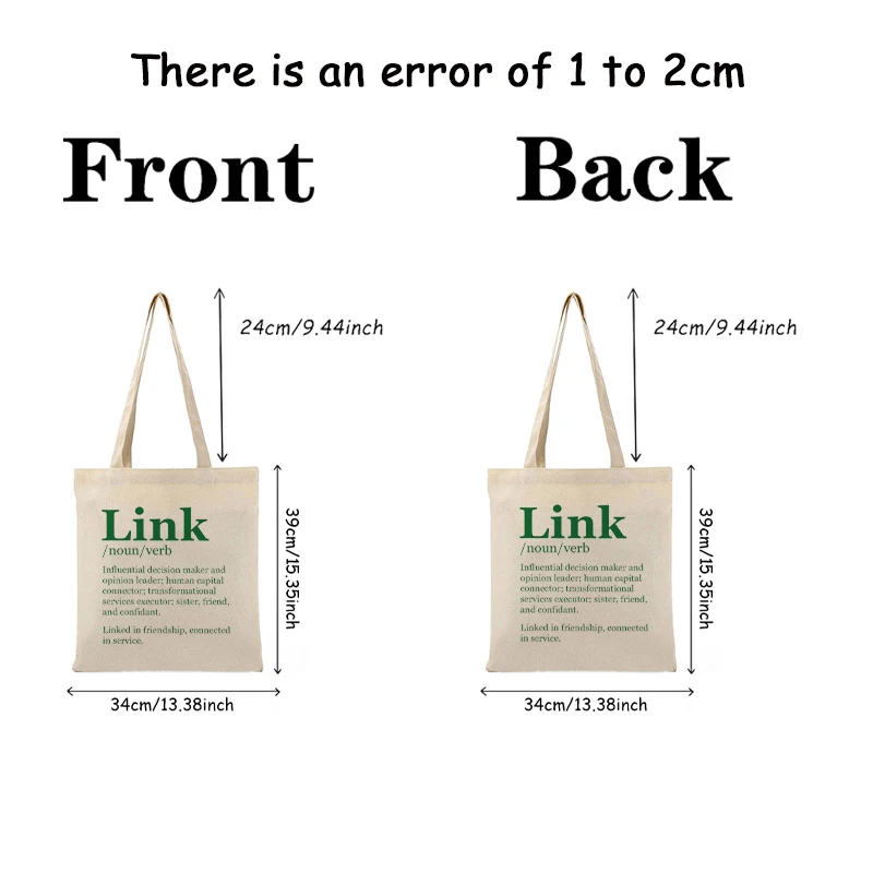 1 pc Link  pattern Tote Bag Canvas Shoulder Bag For Travel Daily Commute Women's Reusable Shopping Bag