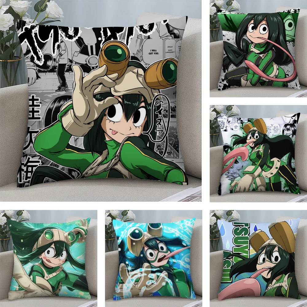 Froppy T-Tsuyu A-Asui Pillow Case Short Plush Pillow Covers Sofa Decorative Gift Home Double-sided Printing Cushion Cover