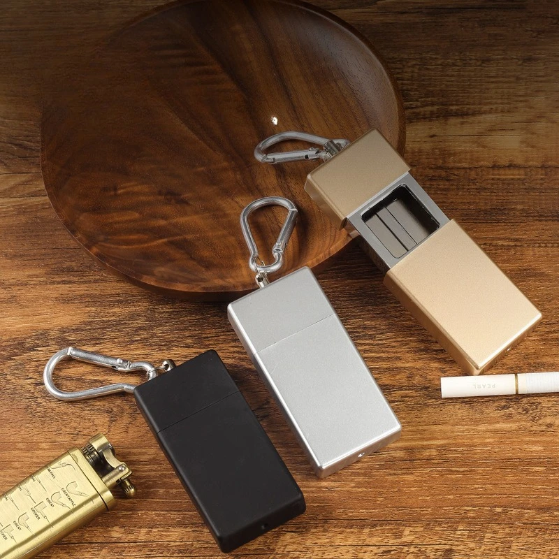 Mini Drawer Box Ashtray Creative Portable with Key Chain Carabiner Metal Outdoor Ashtray Pocket Ash Tray