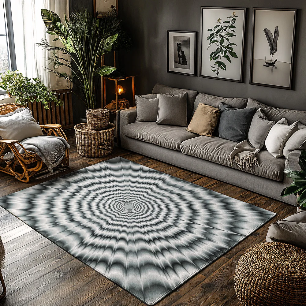 

Tuniu Psychedelic Optical Illusion Round Rug Anti-Slip Living Room Carpet Mat Floor Decor