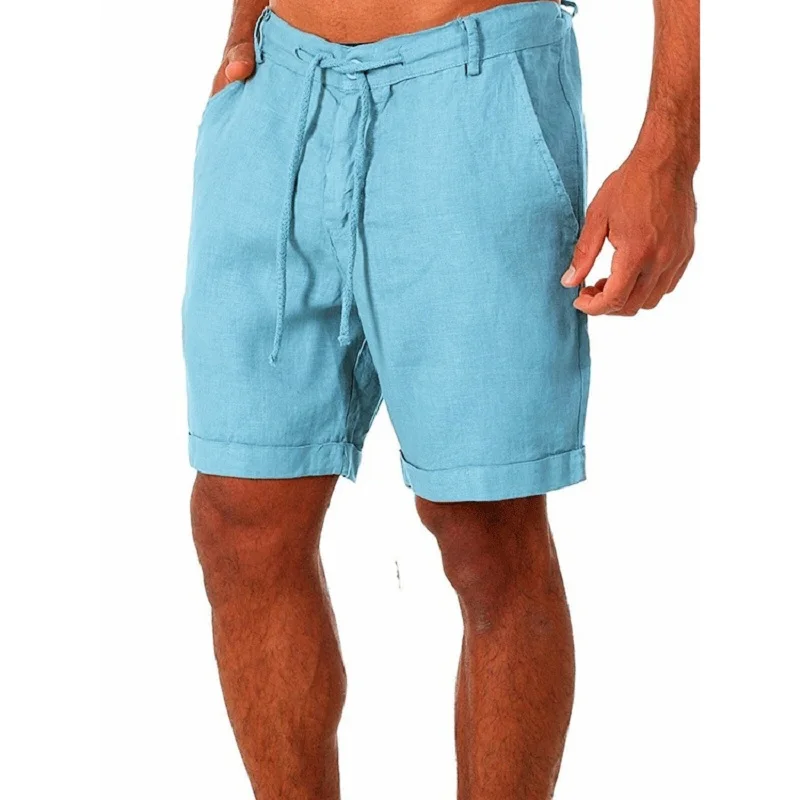 KB Neue männer Baumwolle Leinen shorts Hosen Männlichen Sommer Atmungs Einfarbig Leinen Hosen Fitness Streetwear S-4XL – Detail 5