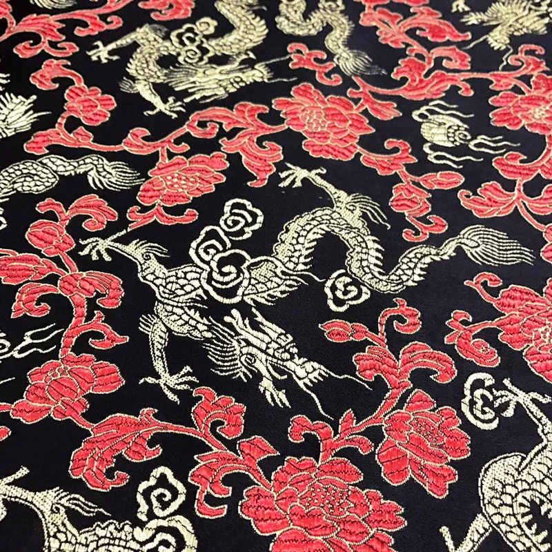 Dragon Pattern Satin Fabric Brocade Jacquard Cloth for Sewing Robe and Dress Fabric DIY Sewing Fabric in Meter