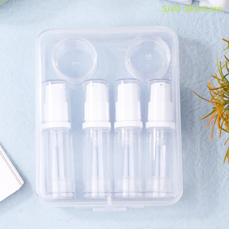 4Pcs 5ML Clear Empty Refillable Airless Vacuum Pump Cream Lotion And Spray Portable Bottle Set Sample Packing For Toiletries