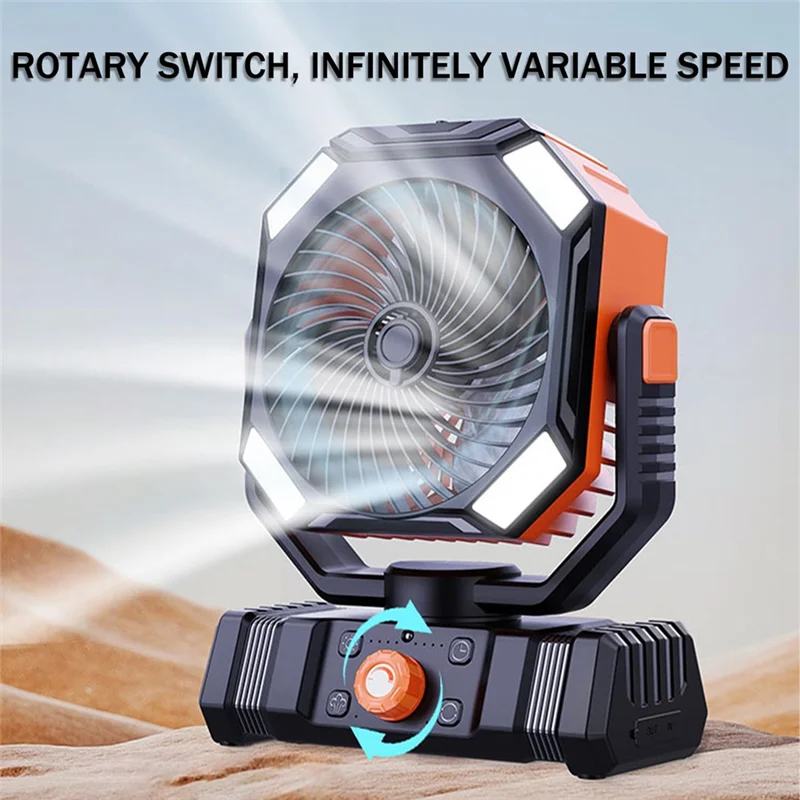 Picture 4: Outdoor Camping Fan 10000Mah Rechargeable High Capacity Long Lasting With Light For Fishing And Camping