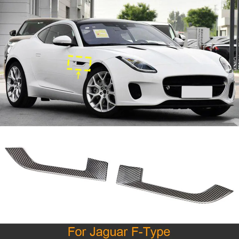 Carbon Fiber Car Side Fender Covers Trims For Jaguar F-Type 2013 - 2019 Car Front Side Fender Trims Covers