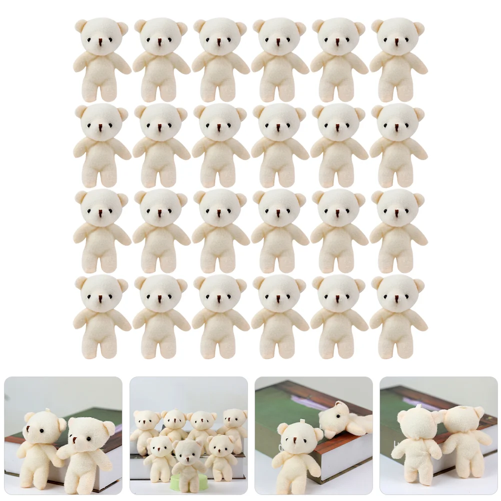 24 Pcs Mini Plush Bear Suspending Tiny Bears Hanging Figurines Keychain Pendants Portable Wear-resistant Decor Pp Cotton Toys