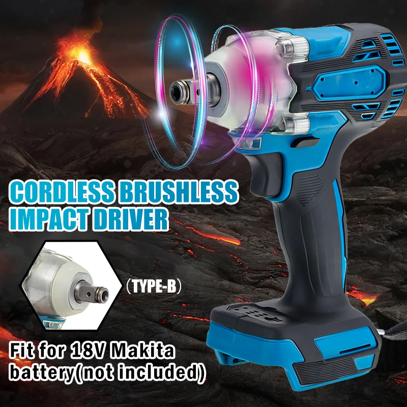 

Update 4 speed Brushless Cordless Electric Impact Wrench Rechargeable 1/2 inch Wrench Power Tools for Makita 18V Battery 520N.M