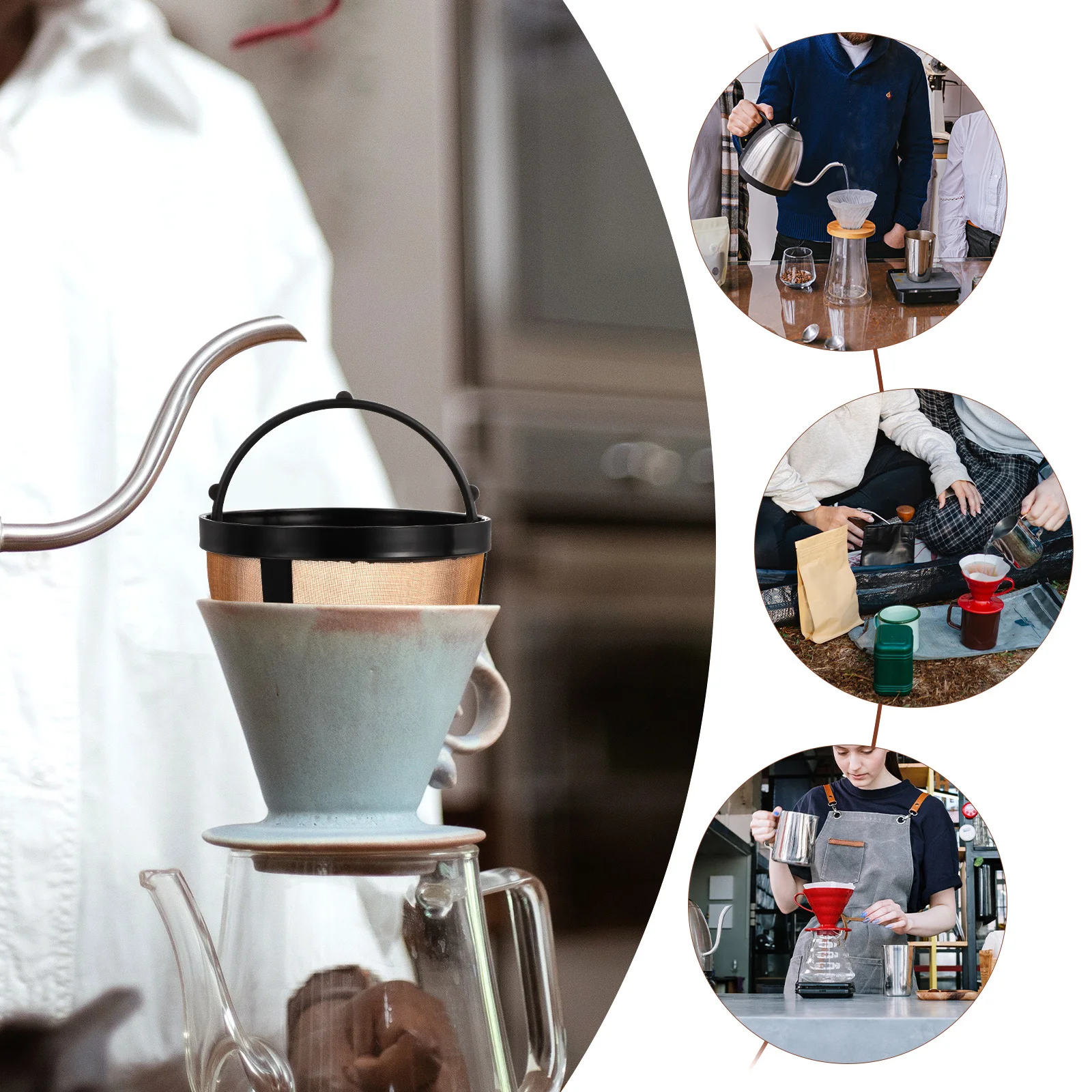 

Coffee Filter Basket Reusable Metal Mesh For Single Cup Coffee Maker Portable Home Office Use Multi-Function Filtering Tool