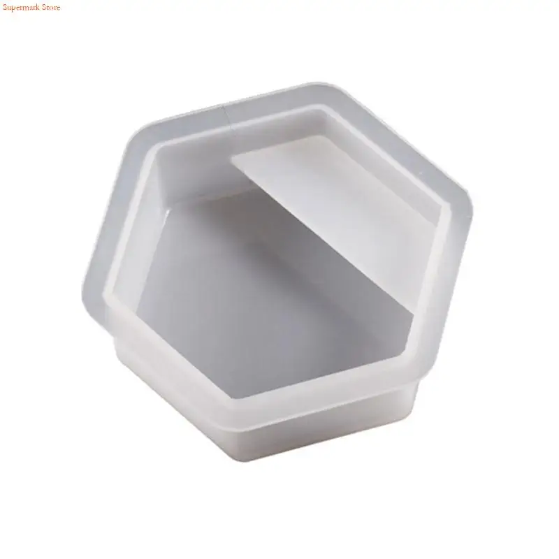 Q5WE Rainbow Hexagon Heart Card Holder Mold Unique Name Card Stand Silicone Mold Card Storage Holder Resin Mold DIY Craft