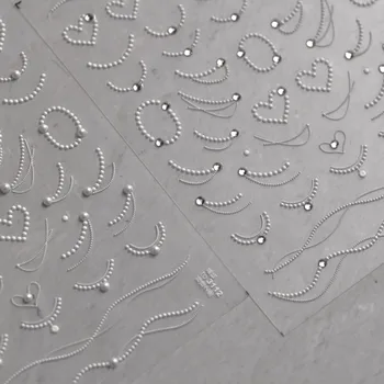 פנינת אהבת זהב כסף שרשרת גבוהה באיכות 5D קריסטל יהלומי נייל מדבקת נייל אמנות מדבקות עיצוב מניקור כלי T-3112