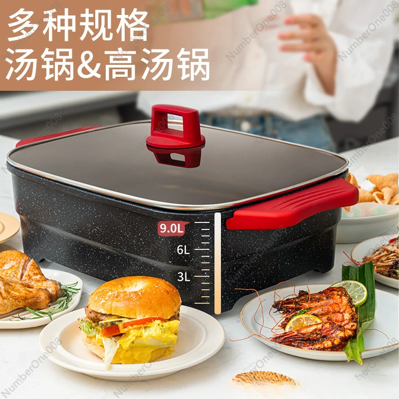 

Multifunctional Rectangular Electric Heating Pot Hot Po and Cooking Integrated Pot Grilled Fish Barbecue Pot Double Tube Heating