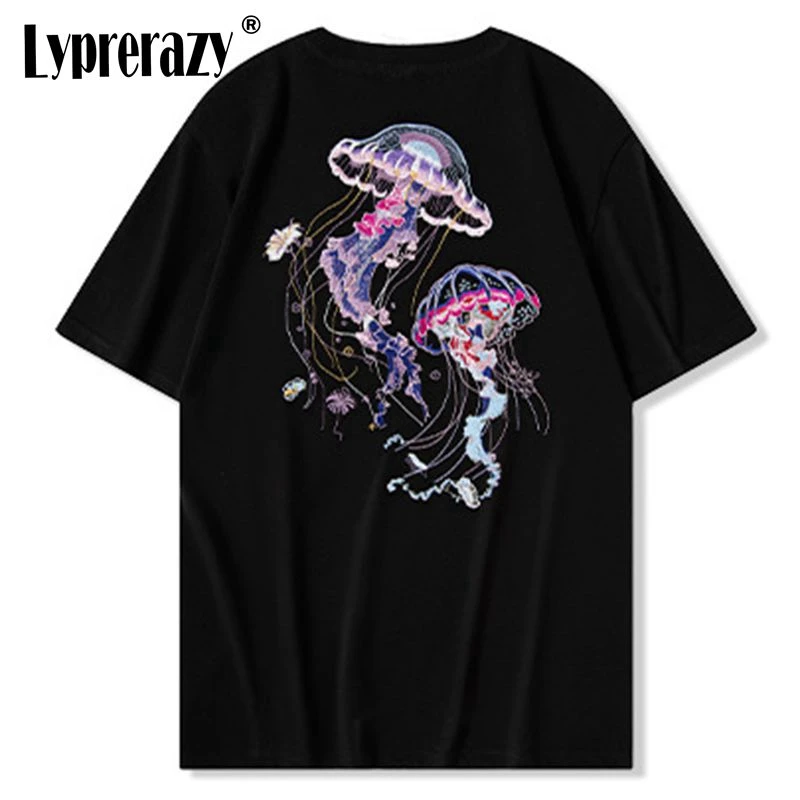 

Оригинальная футболка Lyprerazy National Tide с короткими рукавами и вышивкой Medusa, летние хлопковые свободные топы, футболки